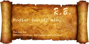 Rodler Benjámin névjegykártya